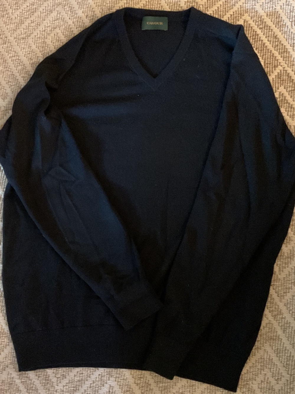 Cavour Wool Cashmere V Neck Navy XL